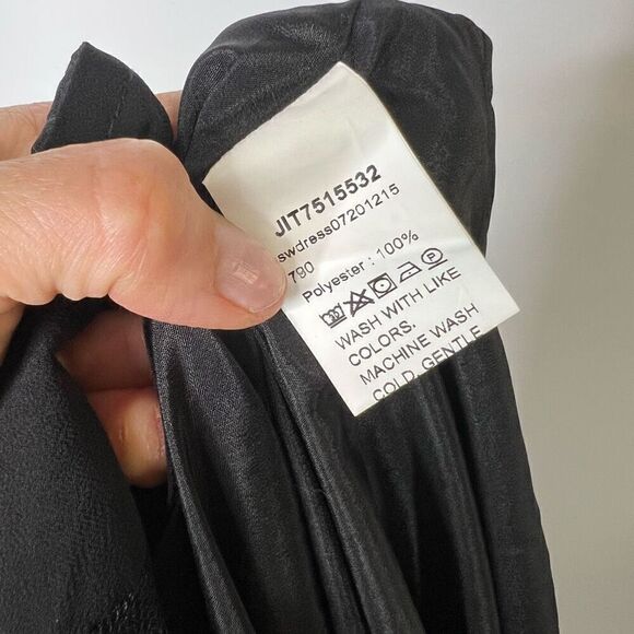 SHEIN Curve Black Wrap Dress Lace Cap Sleeves - Picture 11 of 11